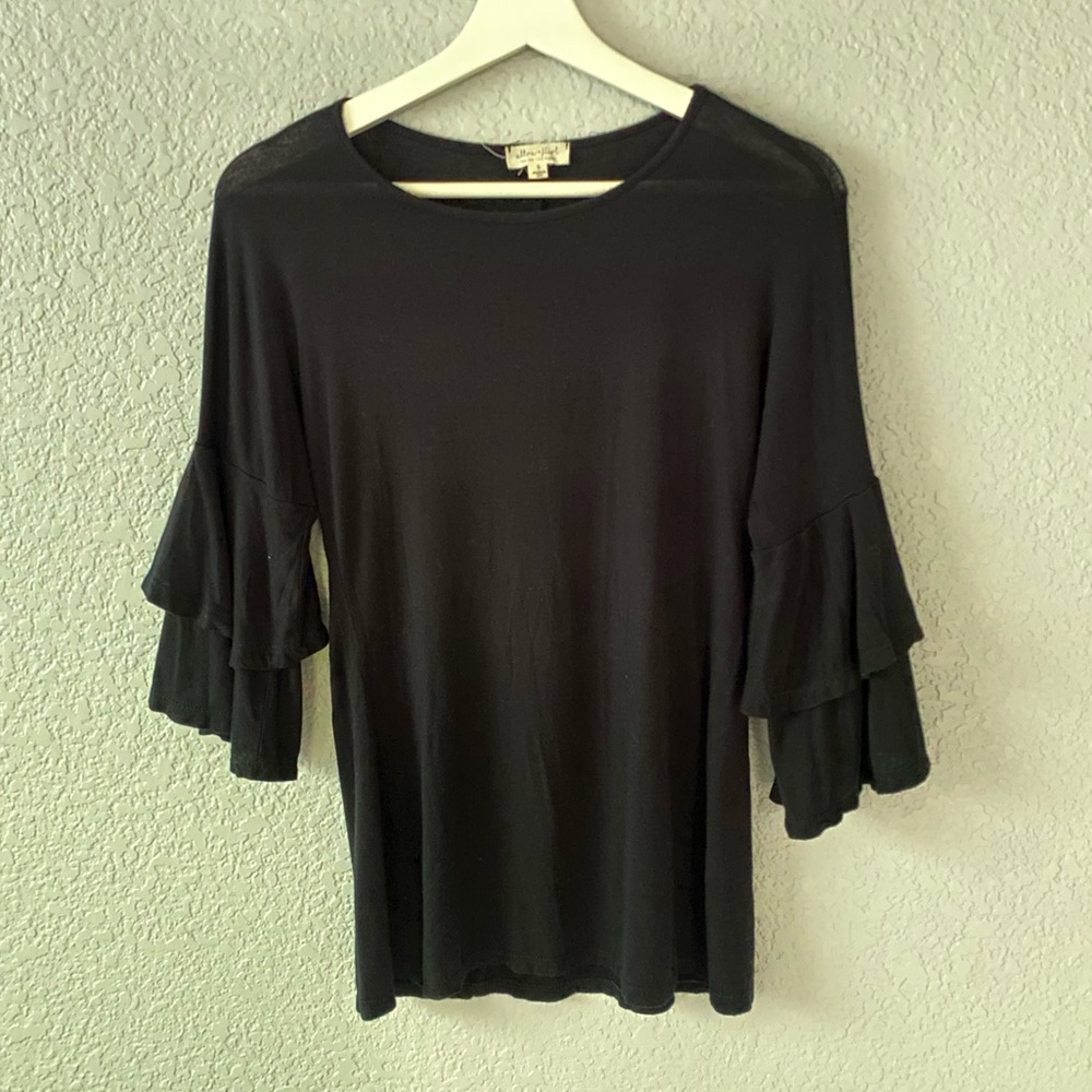 Black Shirt w/Ruffle Bell Sleeves